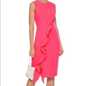 NWT Milly Pink Ruffled Stretch-cady Dress